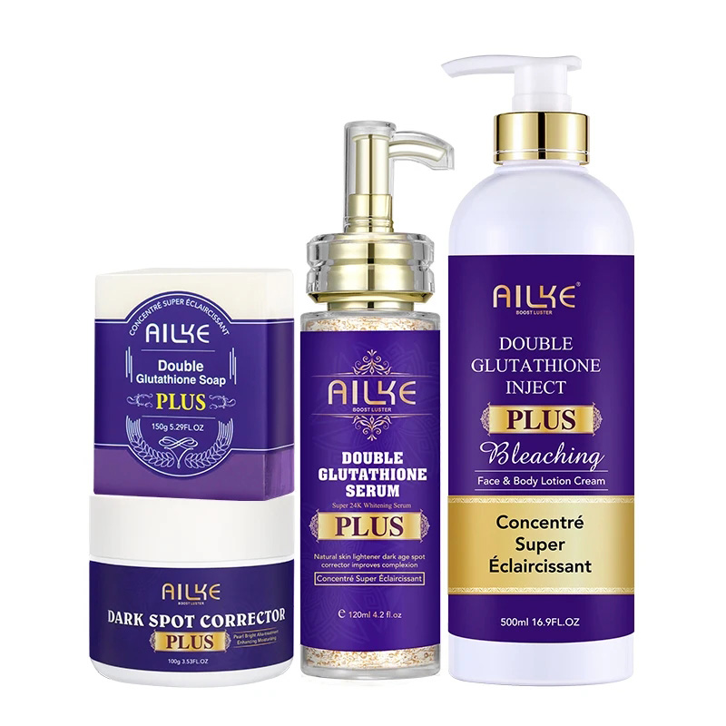 AILKE Glutathione PLUS Набор для ухода за кожей, усовершенствованный осветляющий лосьон, увлажняет, смягчает кожу, диапазон сияния кожи для мужчин и женщин
