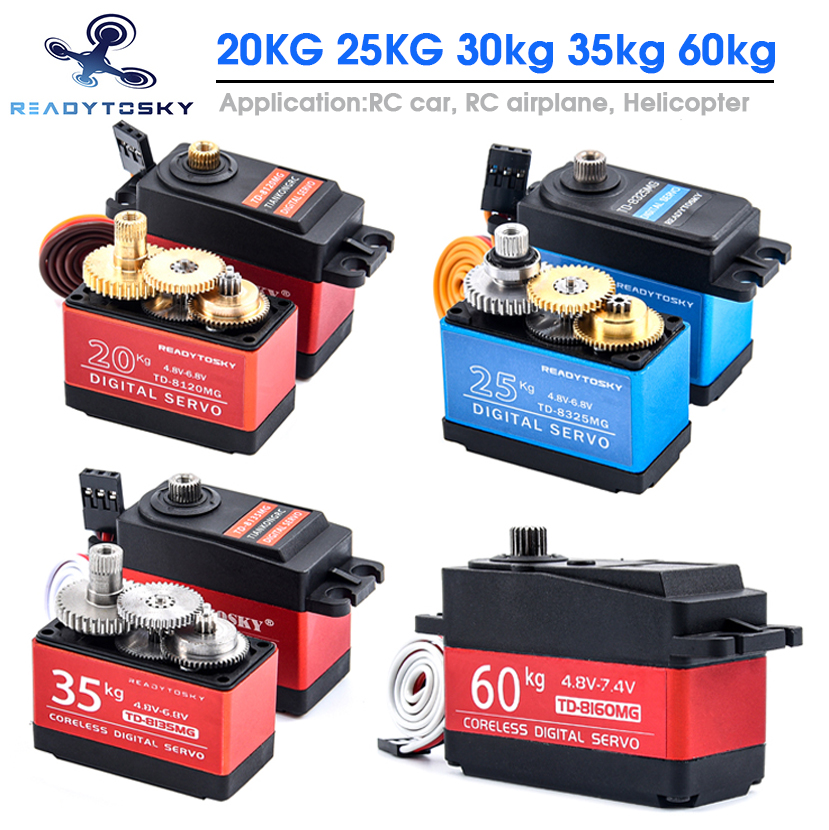 Wasserdicht 180/270/360 Grad 20KG 25KG 30kg 35kg 60kg Große Drehmoment Digitale Kernlosen Servo Aluminium Metall gears 25T Arm RC Auto