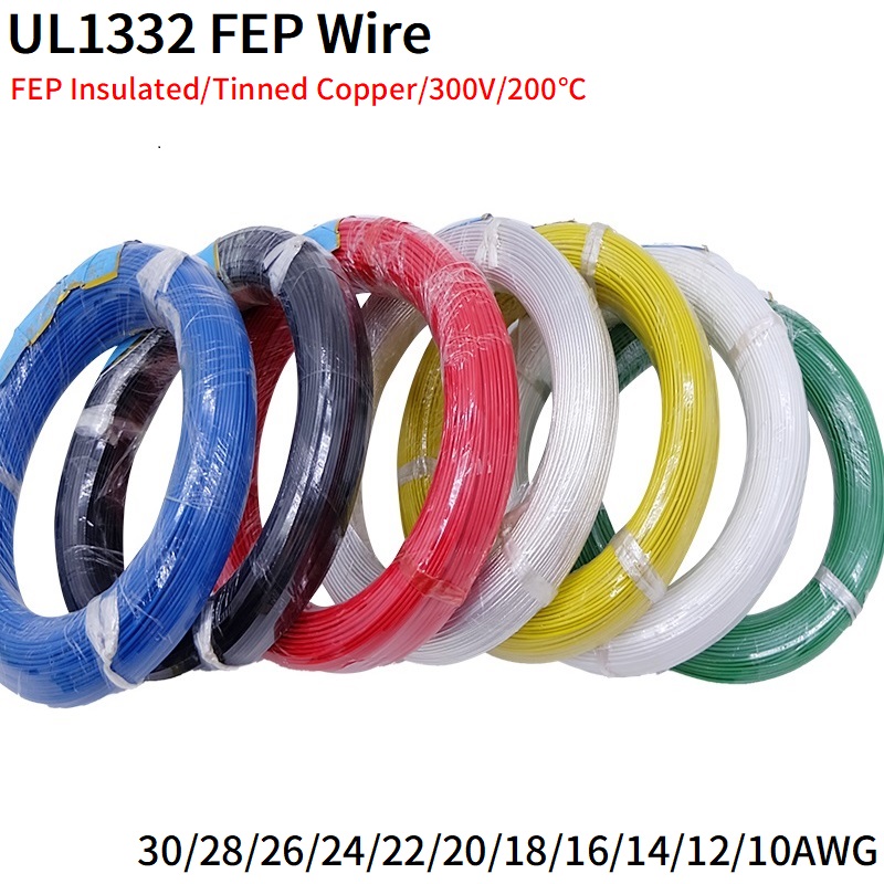 5 м/10 м провод ПТФЭ 30/28/26/24/22/20/18/16/14/13/12/10AWG UL1332 FEP пластиковый изолированный высокотемпературный электронный медный кабель