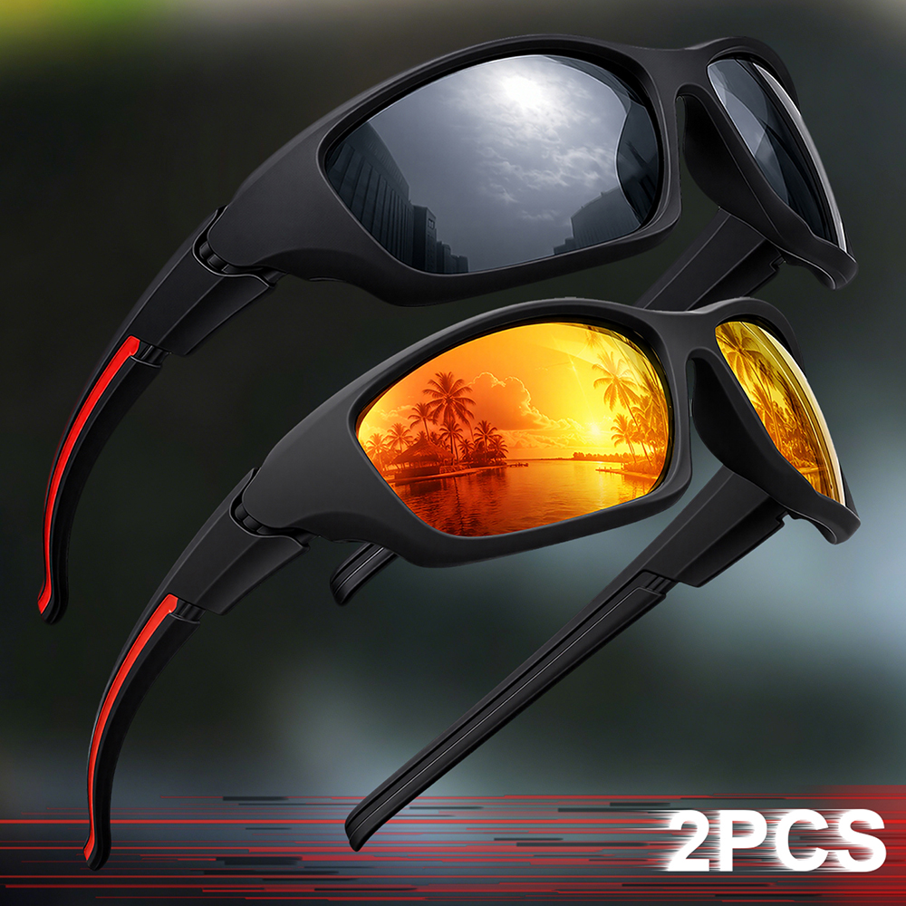 2pcs Advanced Cool Fantasy Polarized Surround Fashion Sunglasses,Men's and Women's Outdoor Sports,Cycling,Fishing,Hiking,Golf