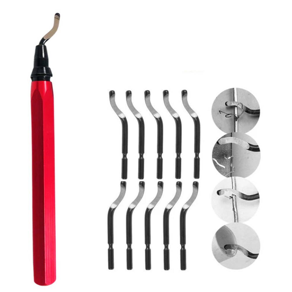 RB1000 Handle Burr Deburring Remover Cutting Tool With 10Pcs Rotary Deburr Blade Professional Deburring Tool Kit