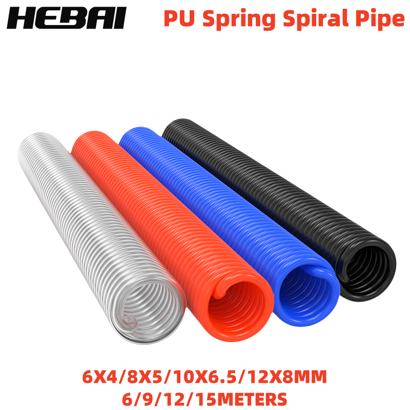 HEBAI 6/8/10/12mm PU Luchtcompressor Slang Flexibele Luchtgereedschap Pneumatische Polyurethaan Spirale Slang