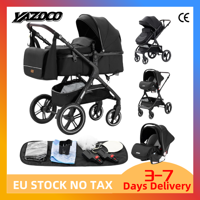 Carrinho de Bebê 3 em 1 com Cadeira de Carro e Cesta de Dormir, Carrinho Multifuncional Leve para Bebês, Carrinho Compacto e Dobrável