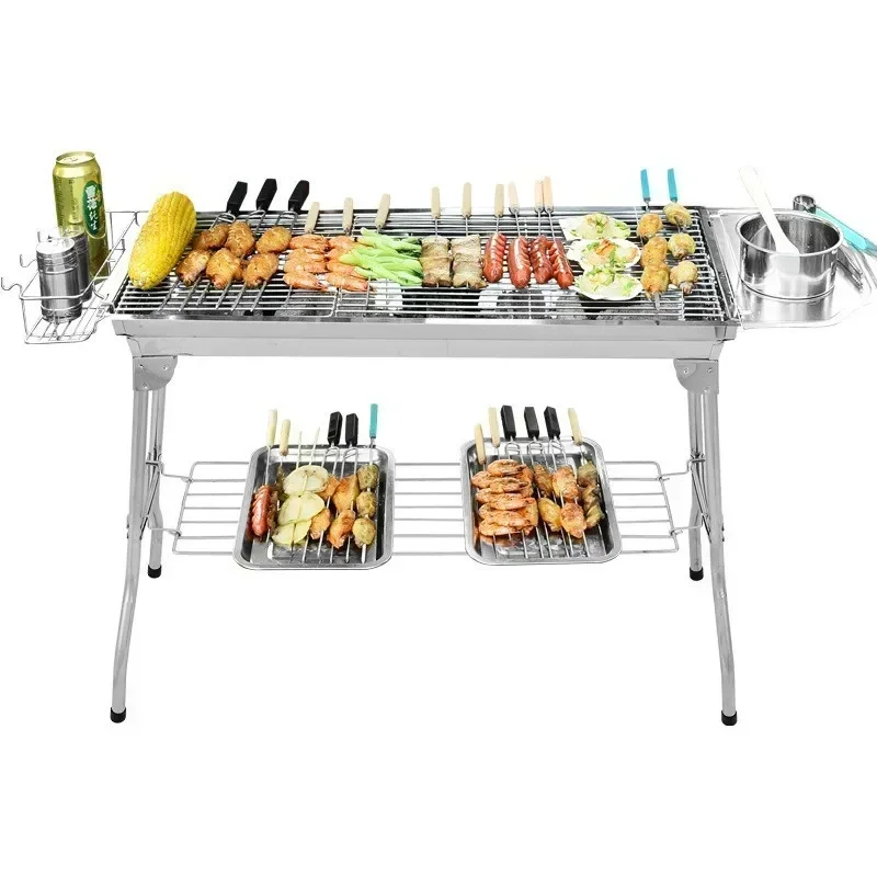 nieuwe barbecue buiten dikke roestvrijstalen grill BBQ houtskoolgrill draagbare opvouwbare grill barbecue-apparatuur
