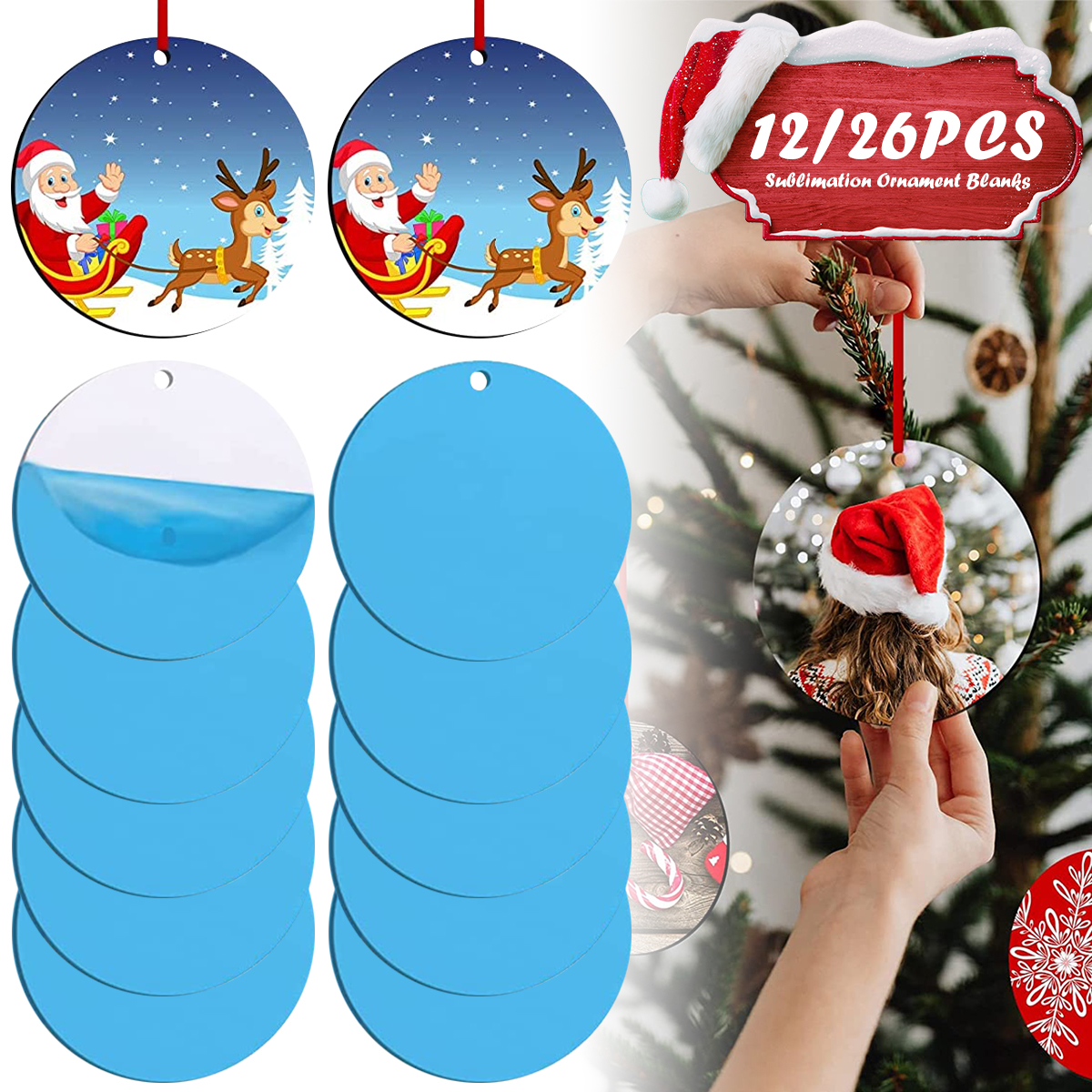Kerst Sublimatie Ornament Dubbele Kanten Sublimatie Ornament Blanks Ronde Blanks voor Decor Kerst Kerstboom Halloween