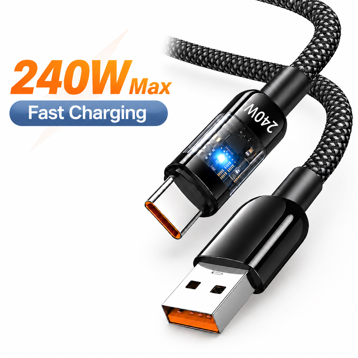 240W USB Cケーブル 急速充電 USB A to USB C Type C to Type C ナイロン編み込み充電コード iPhone 15 Samsung Xiaomi Huawei対応