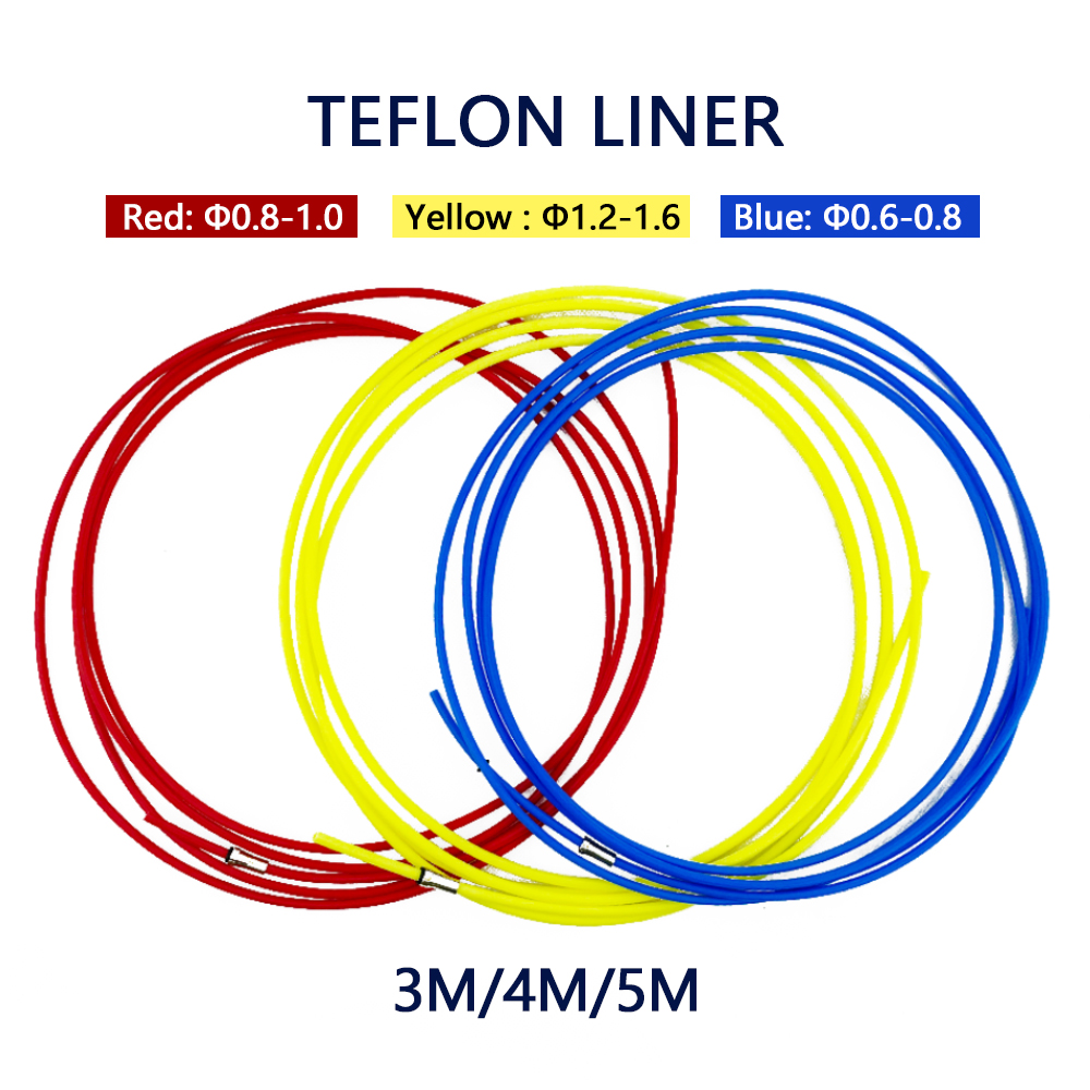 Kit de Conector Rápido Euro Central para Antorcha de Soldadura MIG MAG con Revestimiento de PTFE 0.6-0.8/0.8-1.0/1.2-1.6, Cable de Soldadura de 3M 4M 5M, Rojo, Amarillo, Azul