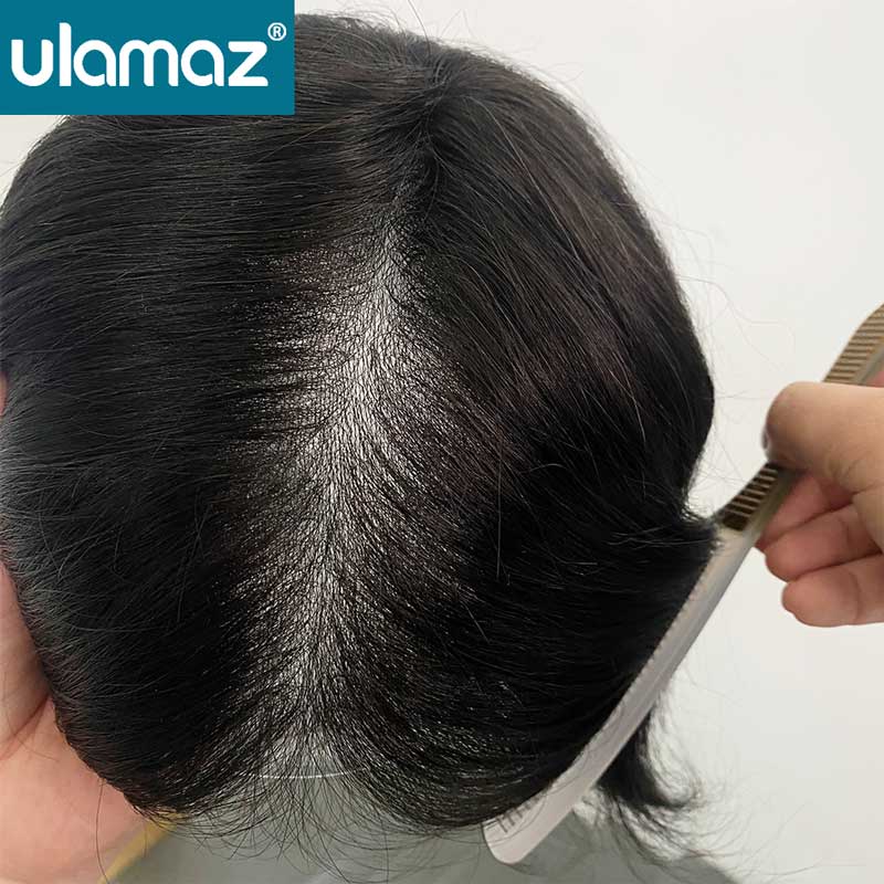 Prótesis Capilar Masculina Realista, Ultrafina de 0.02-0.03mm, Prótesis Capilar con Base de Piel, 80% de Densidad, Peluca Invisible para Hombre, Sistema Capilar Masculino