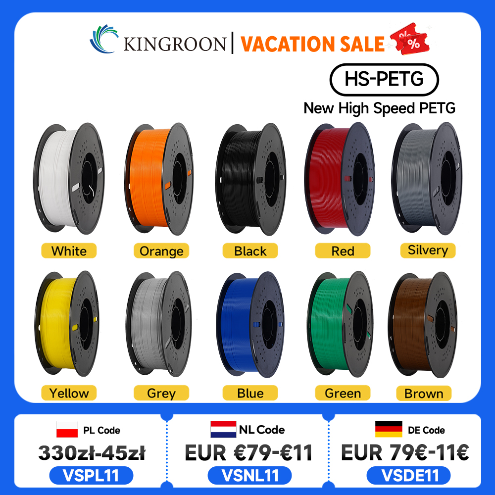 KINGROON новейшая нить для 3D-принтера HS-PETG 1,75 мм, высокоскоростной материал для 3D-печати Hyper PETG, 5 кг, 10 кг, разные цвета