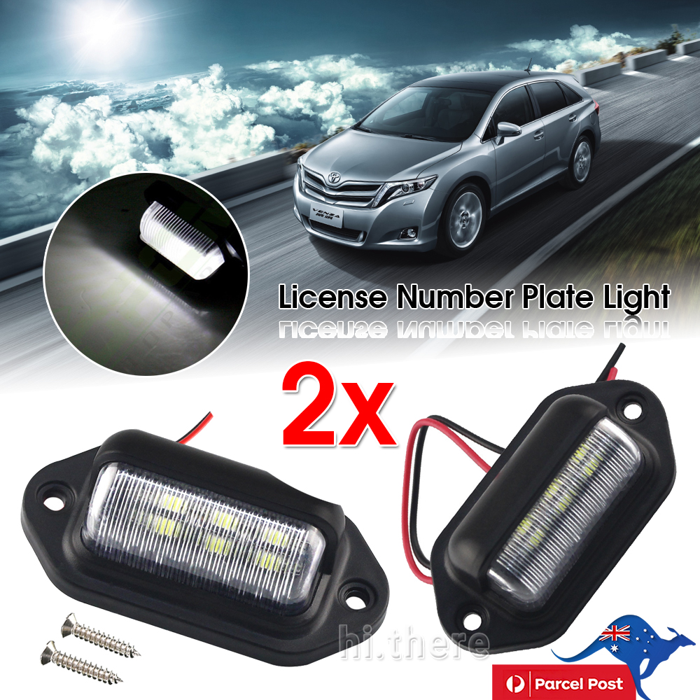 2x lampu pelat nomor lisensi 6 LED 12V cocok untuk mobil truk Trailer SUV LORI