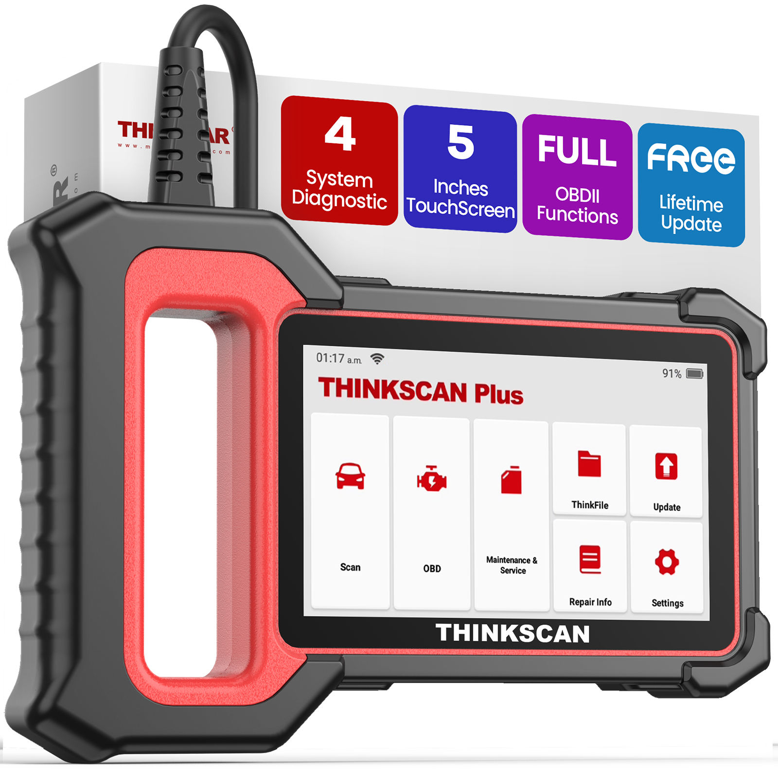 THINKCAR Thinkscan Plus S5 Skaner OBD2 System ABS/SRS/ECM/TCM Narzędzie diagnostyczne Auto Vin Narzędzia do naprawy samochodów dla majsterkowiczów właścicieli samochodów