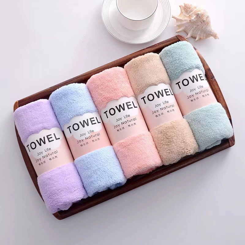 Conjunto de toalhas adulto de secagem rápida, simples, absorvente, macia, para rosto e mãos, toalhas de lã coral de 5 peças.