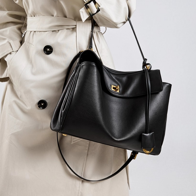 Moda feminina alto sentido axilas saco de couro genuíno das mulheres bolsa de ombro senhoras grande capacidade bloqueio avançado