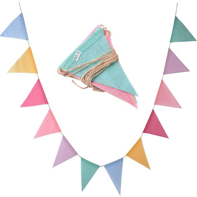 Banderín de lino yute colorido de 4m, banderas, pancarta, decoraciones para fiesta de cumpleaños, boda, Navidad, banderines colgantes para decoración del hogar
