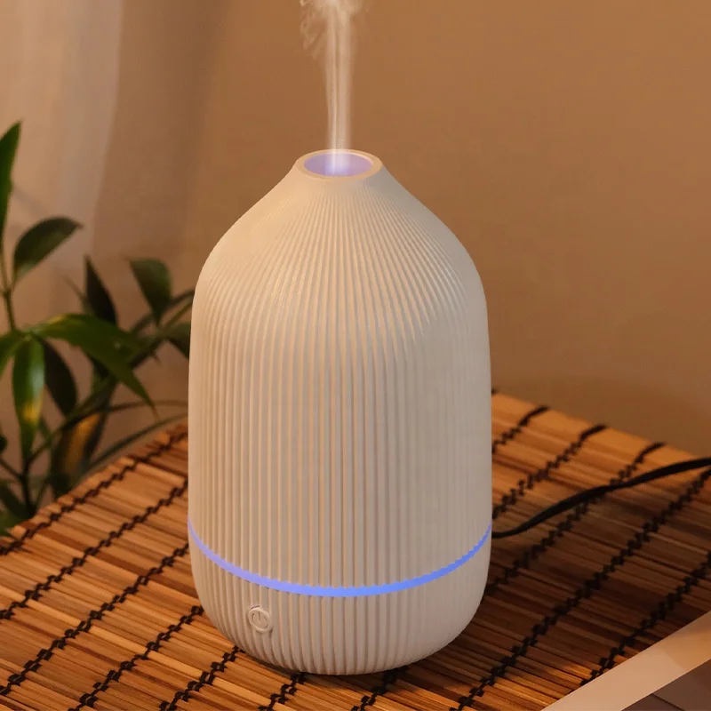 Ultrasonic Woodgrain Aroma Difusor com luz colorida, óleo essencial, USB, fábrica venda quente, 100ml