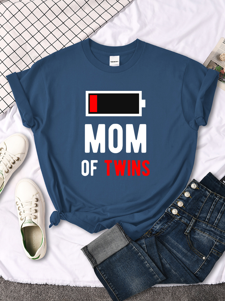 Niski poziom naładowania baterii mama bliźniaków T-Shirt z nadrukiem hip-hopowy niezbędny T-Shirt indywidualny wygodne ubrania Harajuku oddychające damskie Thirt