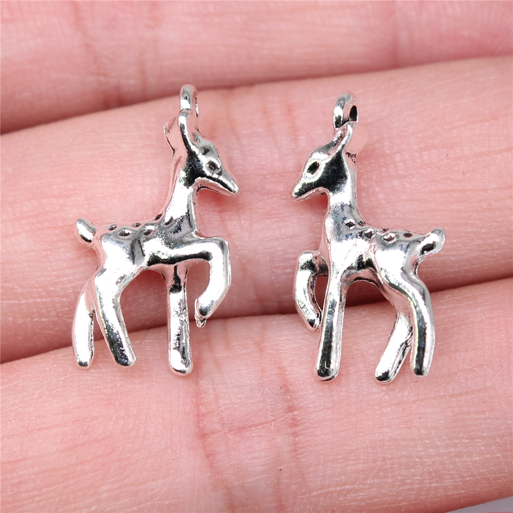 WYSIWYG-Breloques en Forme de Cerf pour Bijoux de 22x12mm, Pendentif en Alliage d'Argent Antique pour Document, 10 Pièces