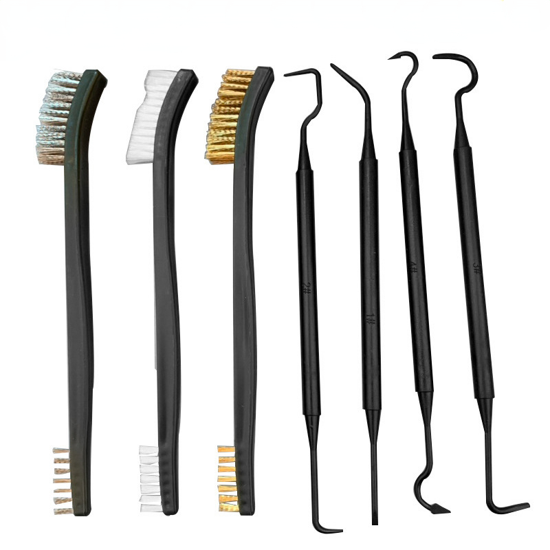 ALLSOME-cepillo de alambre de acero de doble extremo y juego de selección de nailon, Kit de limpieza de pistola de caza Universal, herramienta de limpieza de pistola de Rifle táctico