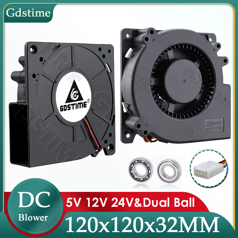 Gdstime 120 mm Lüfter, 24 V, 12 V, 5 V, 120 mm x 32 mm, spezialisierter Turbo-Lüfter 12032, großer Luft-Radial-Lüfter für BBQ-Grill, industrieller tragbarer Lüfter