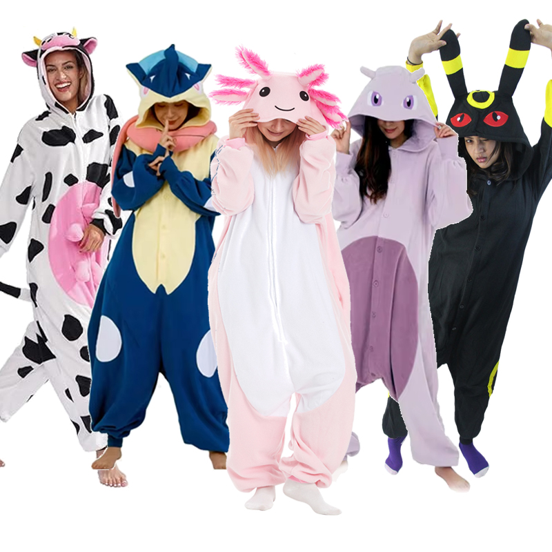 Greninja Kigurumi Onesie Mewtwo Snorlax Gengar Cosplay Halloween-Kostüm Erwachsenen-Anime Axolotl Eevee Kuh Pyjama Schlafanzug