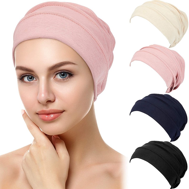 Kobiety Oddychają Kapelusz Nowy Damski Hidżab Turban Elastyczna Czapka na głowę Miękka Falbana Rak Chemo Czapka Muzułmańska Szalik Czapka Hurtownia