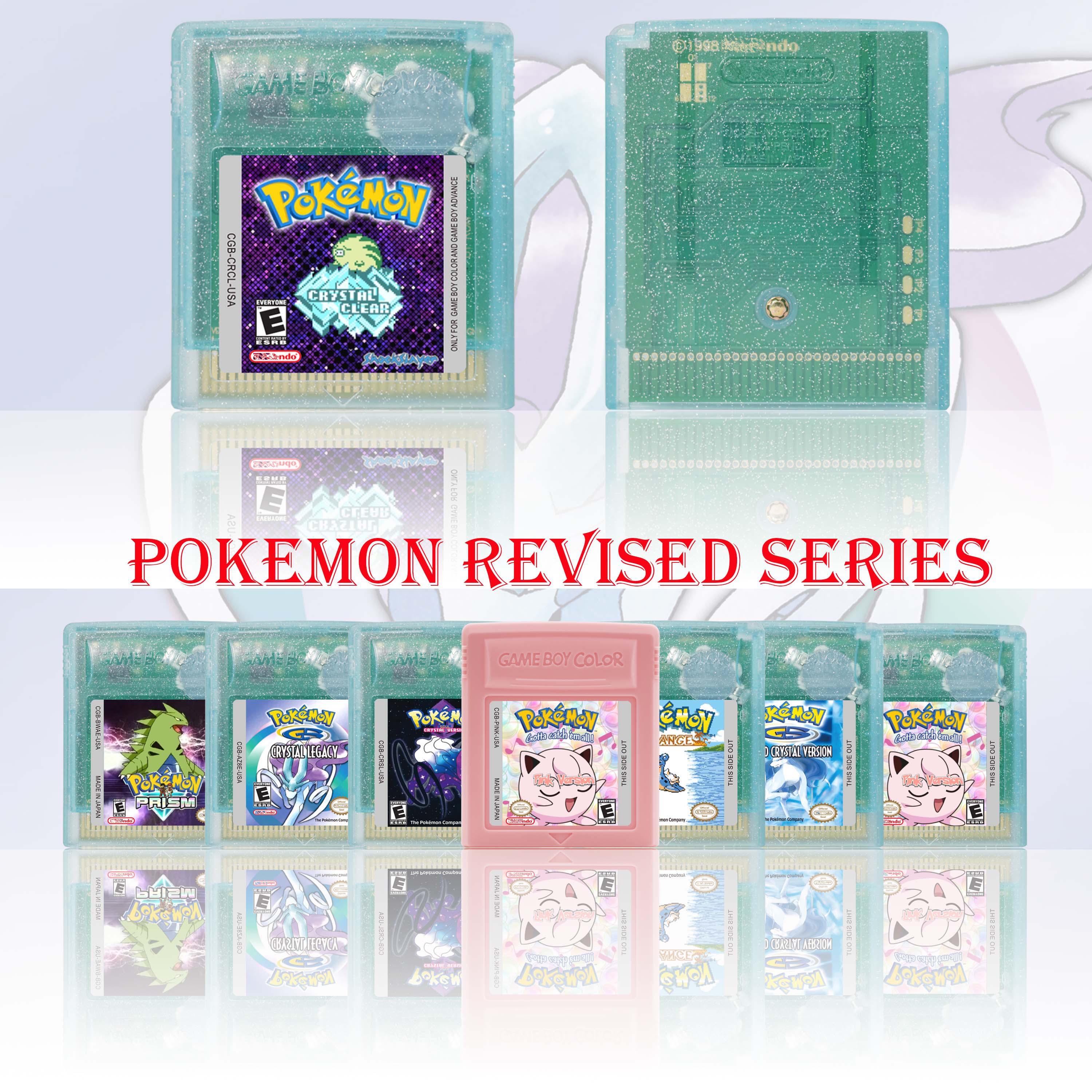 Kartrid Game GBC Seri Pokemon Crystal Clear/Orange/Prism/Polished Kartu Konsol Video Game 16 Bit Video Game GBC Berkualitas Tinggi