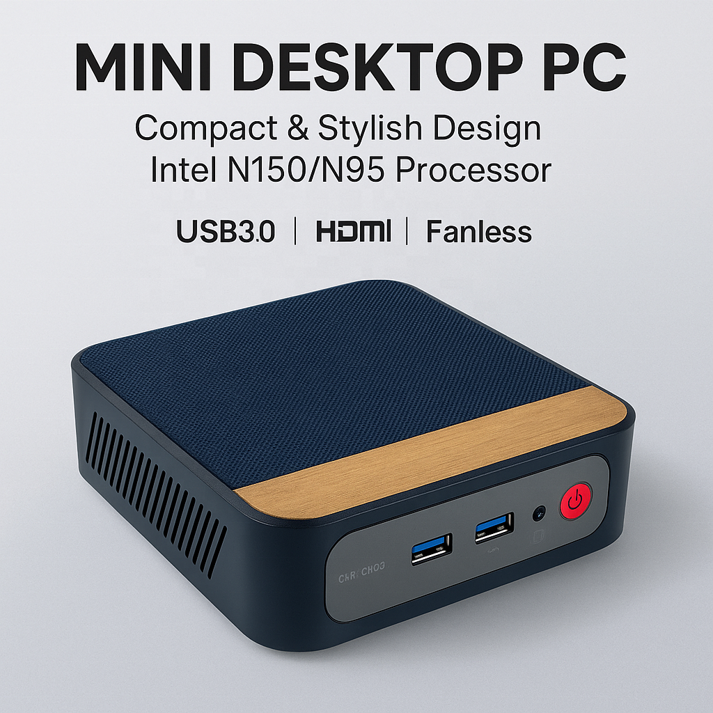 Mini Desktop PC Intel N150/N100/N95 8GB/16GB RAM 256GB/512GB SSD Compact Fanless Design for Office And Home Use