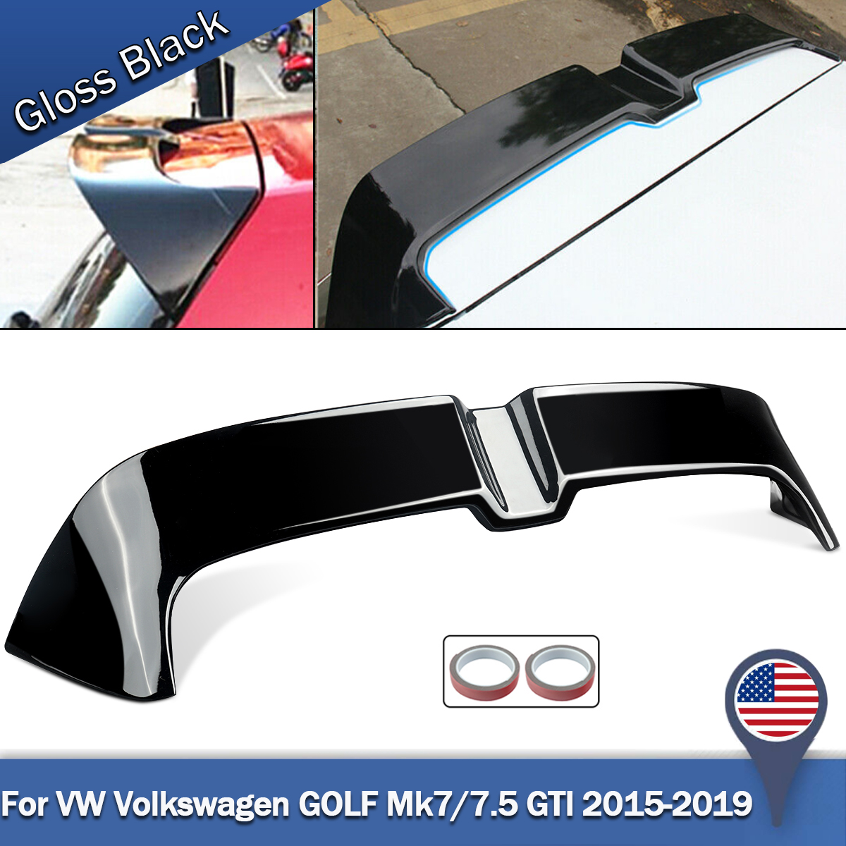 Bibir Bagasi Sayap Spoiler Belakang untuk Volkswagen Golf 7 MK7 MK7.5 GTI R Hatchback 3 Pintu 5 Pintu 2014 2015 2016 2017-2020 Hitam Gloss