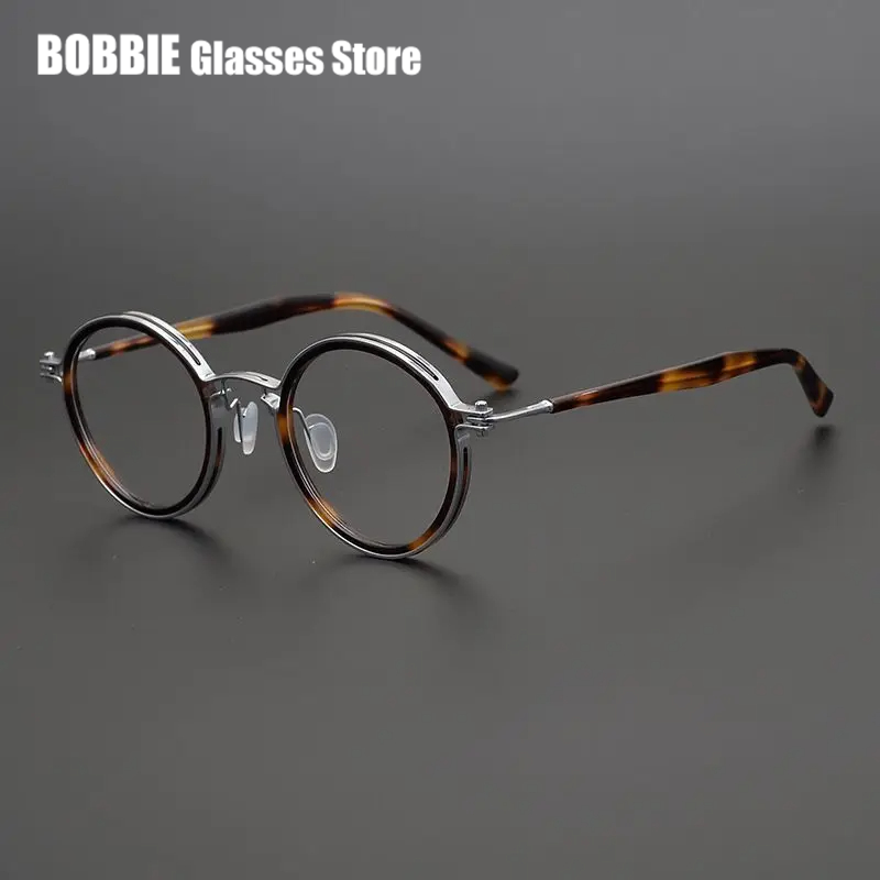 Gafas redondas Retro de alta calidad para hombres y mujeres, montura ultraligera de titanio hecha a mano japonesa, gafas de acetato, moda coreana