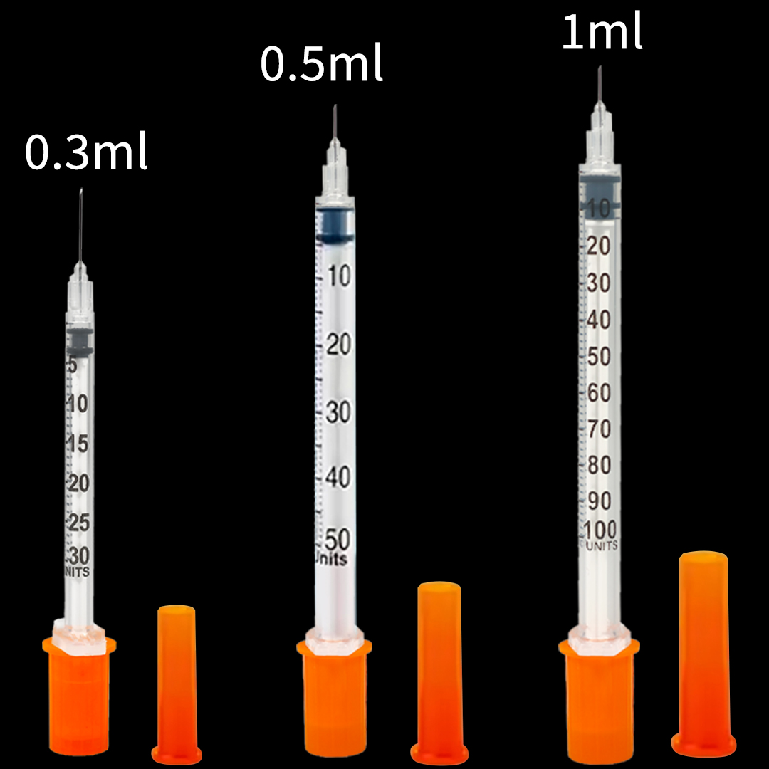 Набор пробников шприцев для инсулина U-100 объемом 0,3 мл, 0,5 мл, 1 мл, стерильные, с иглой, для домашних животных, собак, лабораторного использования, в индивидуальной упаковке