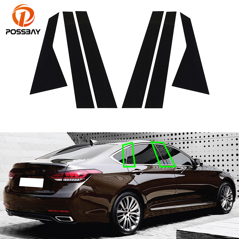 6 stks/set Auto Zwart Venster Pijlerpalen BC Kolom Trim Cover voor HYUNDAI GENESIS G80 2015 2016 2017 2018-2022 Sedan Accessoires