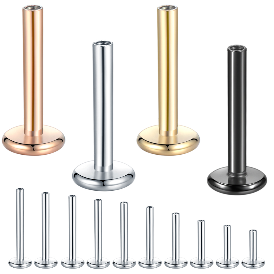 10 pz/lotto Acciaio Labret Parti Del Labbro Penetrante 14G 16G Filettatura Interna Dell'orecchio Trago Sostituzione Base Bar Lip Piercing Gioielli Per Il Corpo