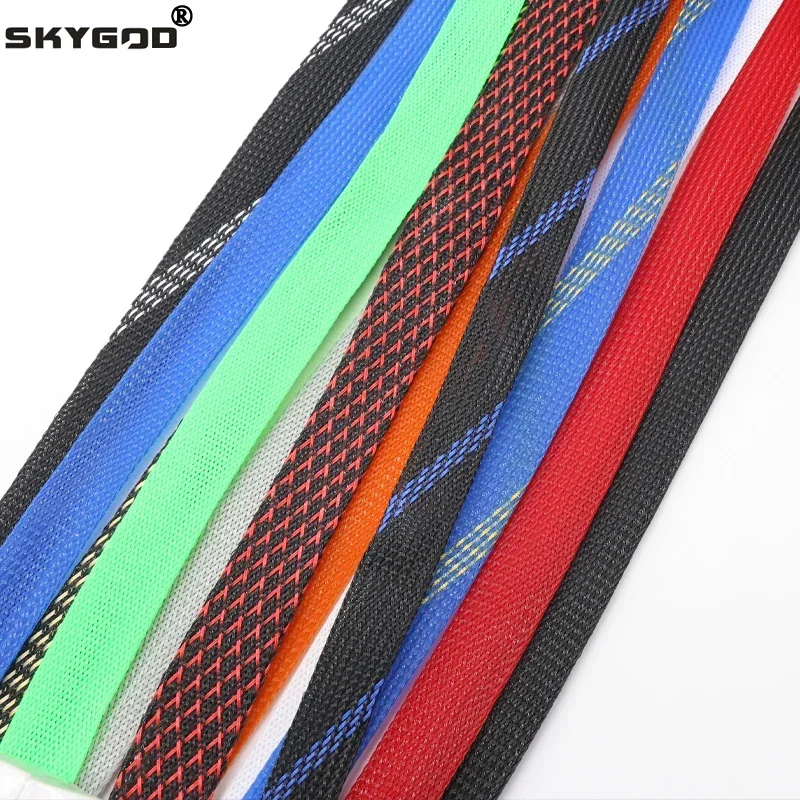 1/5/10M nueva funda trenzada PET ajustada 2 4 6 8 10 12 14 16 20 25 30mm funda expandible de protección de Cable aislado de alta densidad