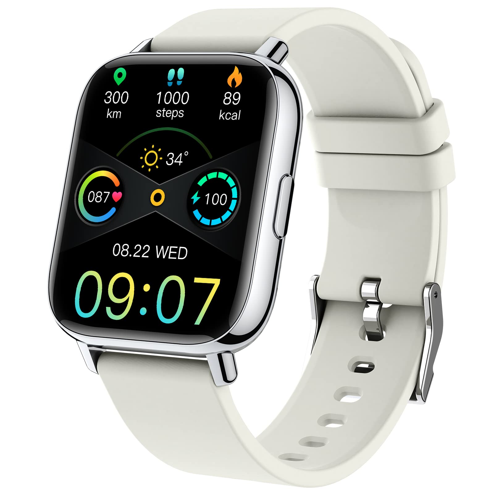 Jxrev Smart Watch, Fitness Tracker Watch voor heren Dames, 1,69'' Touch Smartwatch Fitnesshorloge met ultradun horloge.
