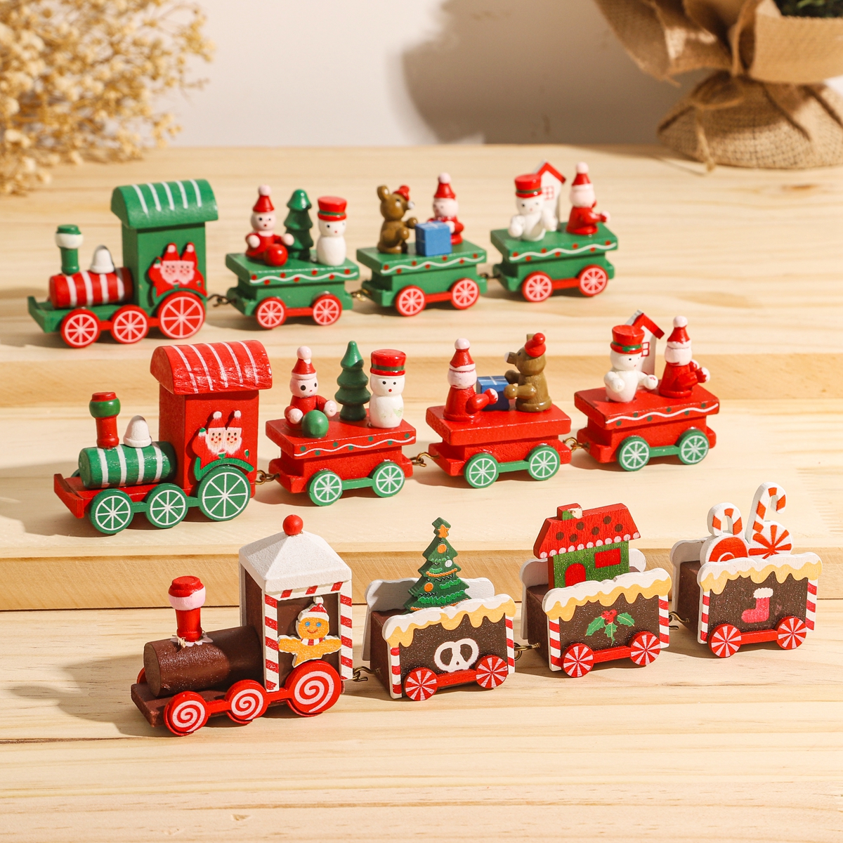 Natal trem de madeira 2024 ornamento de natal feliz natal decorações para casa cristmas navidad noel presentes feliz ano novo 2025