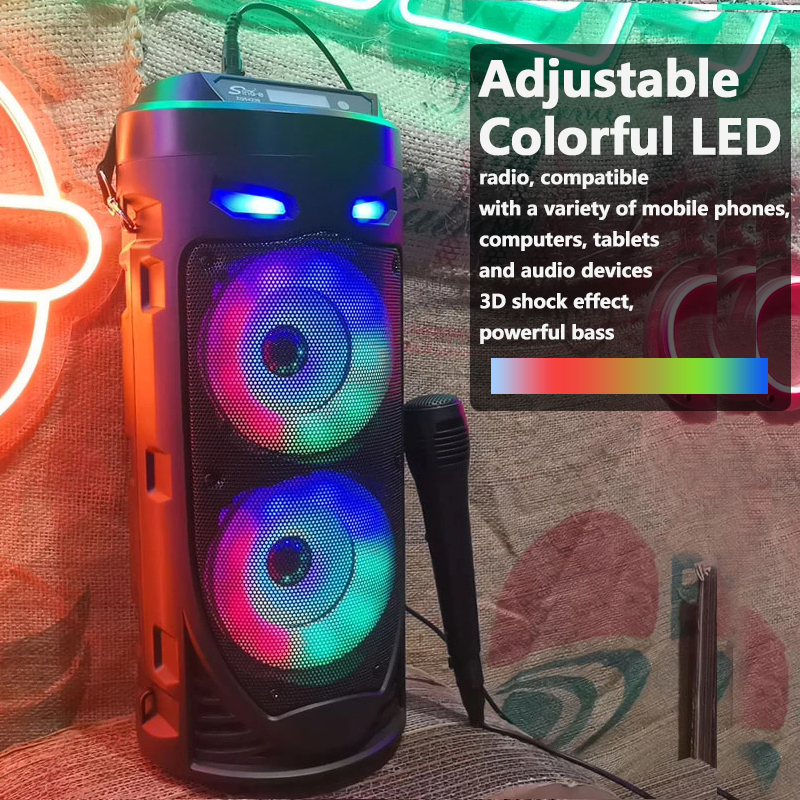 Altavoz Bluetooth Portátil Inalámbrico de 30W con Gran Potencia, Subwoofer, Bajos, Micrófono, para Fiestas, Karaoke Familiar, USB