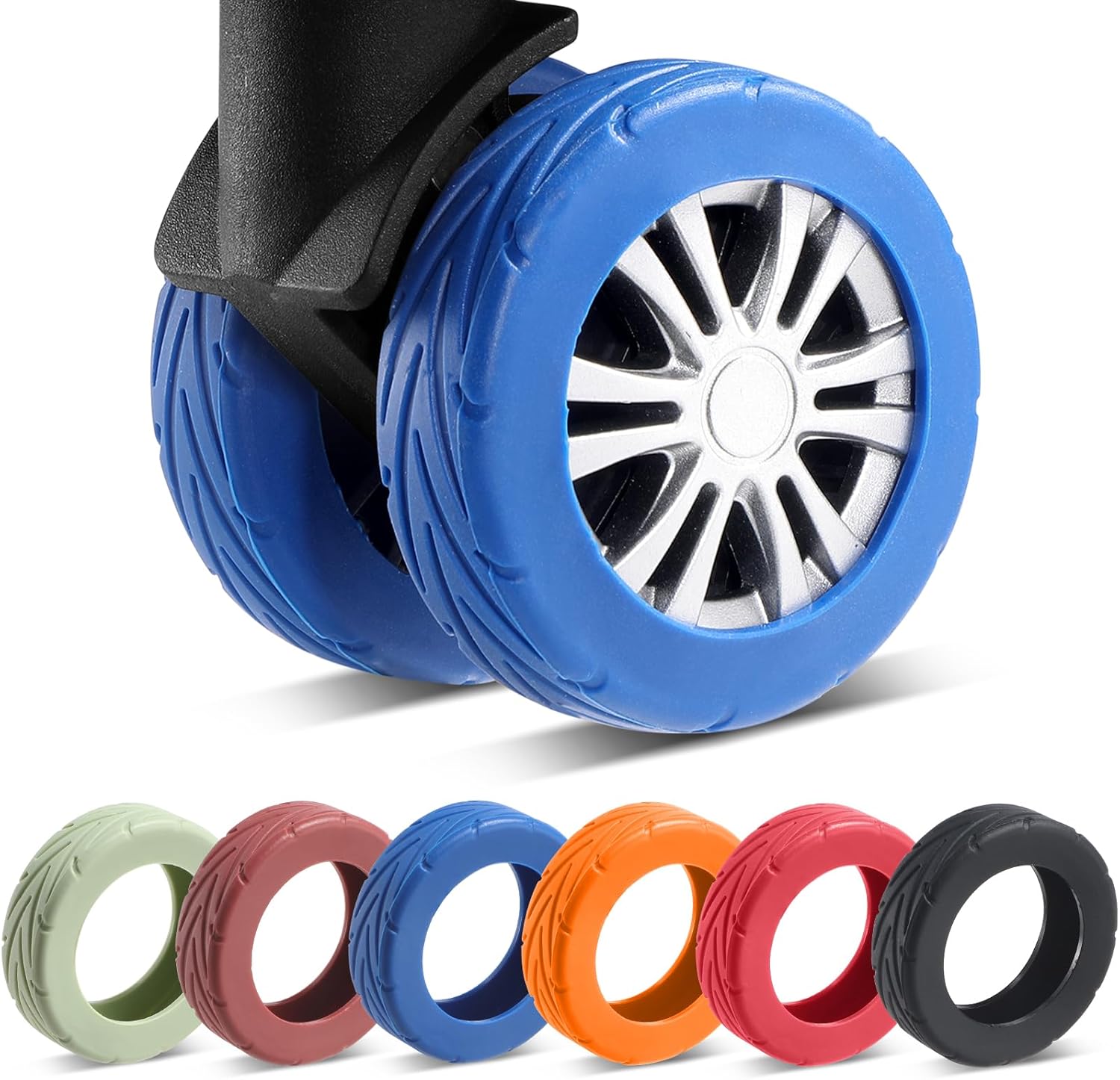 8 Pcs Upgrade Luggage Wheel Covers Wear-Resistant Anti-Noise Silicone Wheel Protective Covers for 2-2.4" Spinner Wheel
