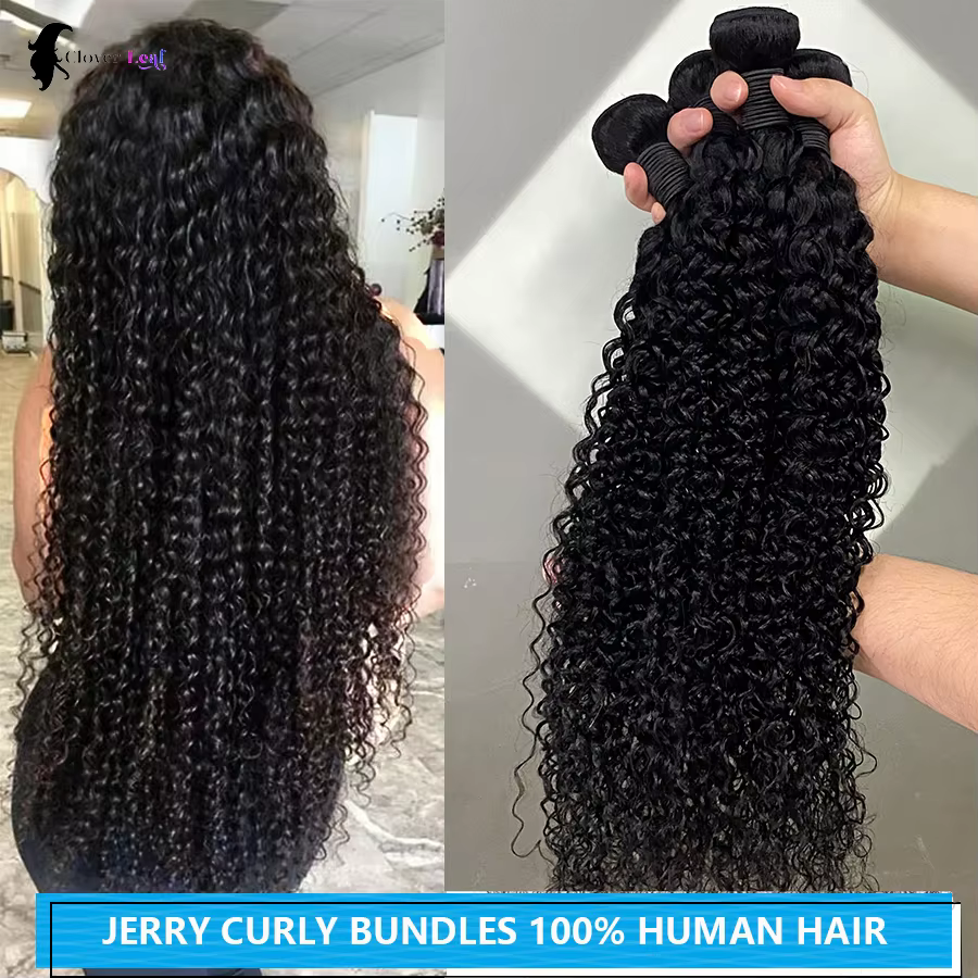 26 inch Jerry Krullend Menselijk Haar Bundels 100% Braziliaans Ruw Menselijk Haar 1/3/4 Bundels voor Vrouwen 10A Dikke Bundels 3 Dagen Levering