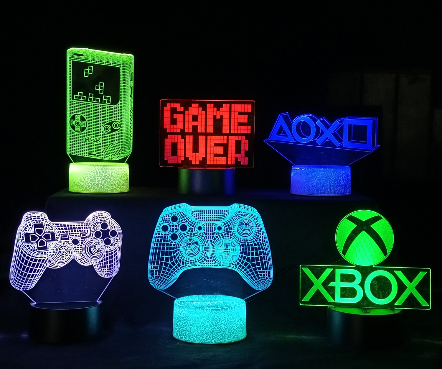 3d led gaming festa configuração lâmpada sala de jogos decoração usb alimentado luz da noite candeeiro mesa para decoração do quarto luzes natal