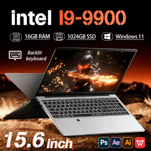 15 inch Windows 11 Pro Laptops Intel Core I9-9900 16GB RAM 1TB SSD Office Gamer Study Notebook Computer PC