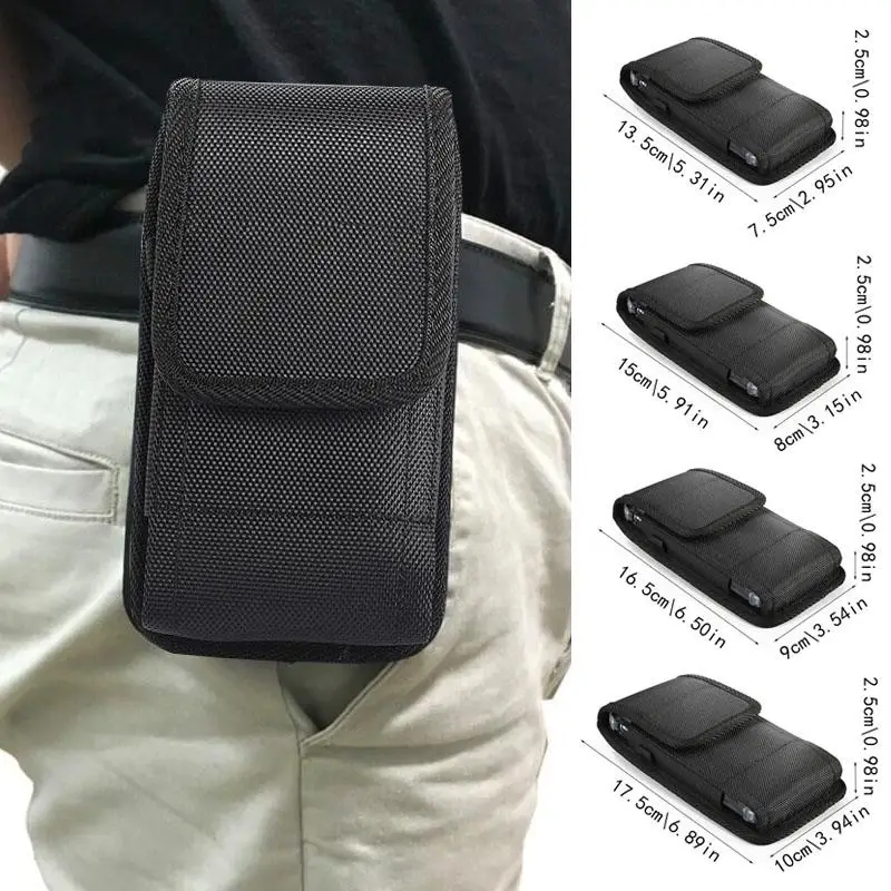 Bolsa de nailon para teléfono móvil, Clip Universal para cinturón de teléfono móvil, funda de transporte, riñonera negra, bolsa para cinturón de escalada para deportes al aire libre