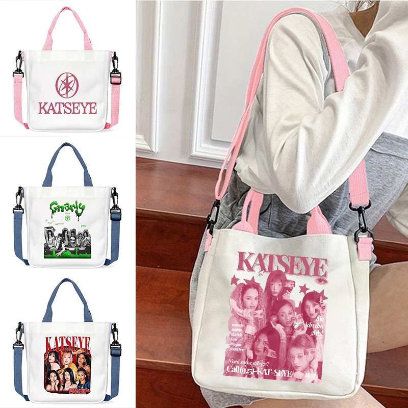 Nowe torby na ramię Katseye w stylu casual dla kobiet i mężczyzn, hip-hop, pop band Katseye, koreański trend Ulzzang, torby crossbody na prezenty dla fanów.