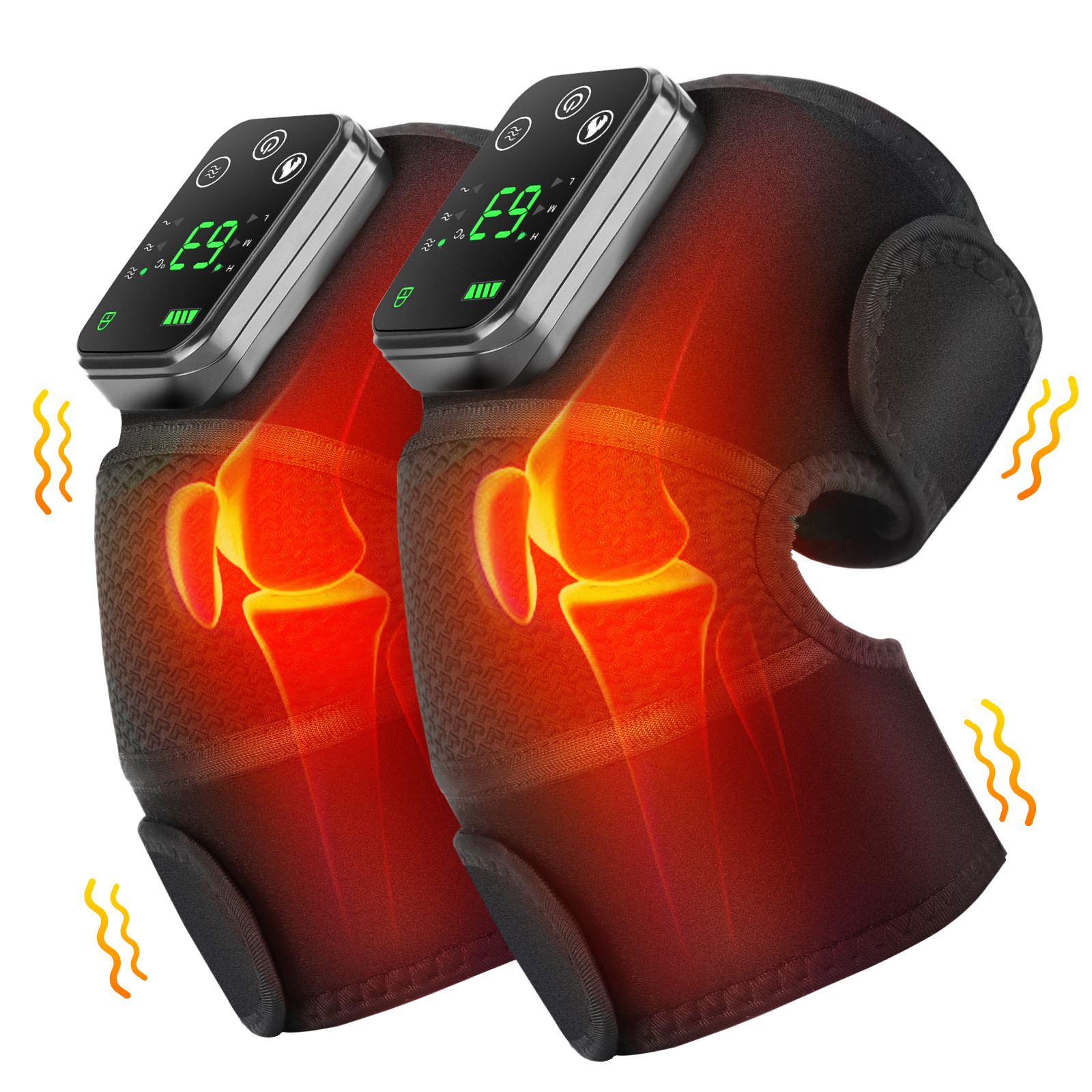 Thermo-KniemassagegerĂ€t, 3-in-1, Schulter, Knie, Ellenbogen, Heizung, Massage, StĂŒtzklammer, wiederaufladbar, Vibrationspad, Maschine, Muskelentspannung