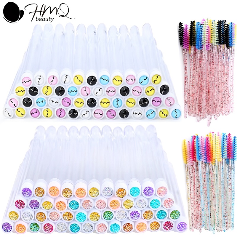 Tube de brosse à sourcils en diamant vide et réutilisable, 100 pièces, étui de baguette de Mascara, brosse à cils en cristal remplaçable, outil de maquillage anti-poussière