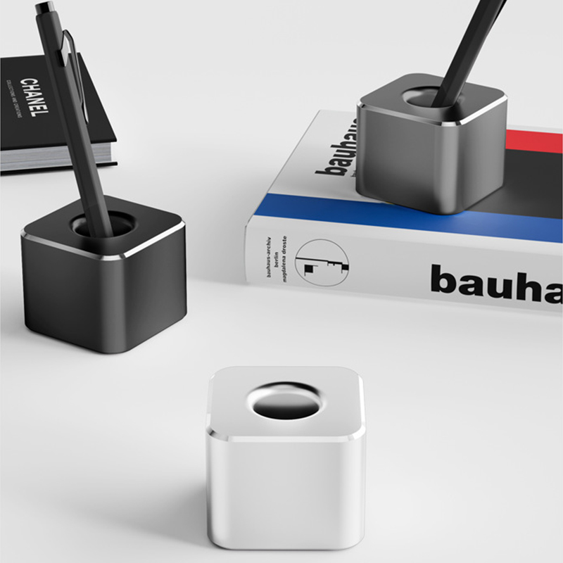 Portapenne portatile in metallo Portapenne in alluminio con cuscinetto antiscivolo - Organizzatore da scrivania versatile per forniture per bagno e ufficio