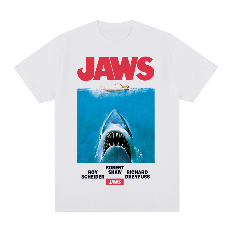 Jaws filme vintage camiseta presente para amigos harajuku roupas femininas de algodão dos homens t camisa nova camiseta das mulheres topos