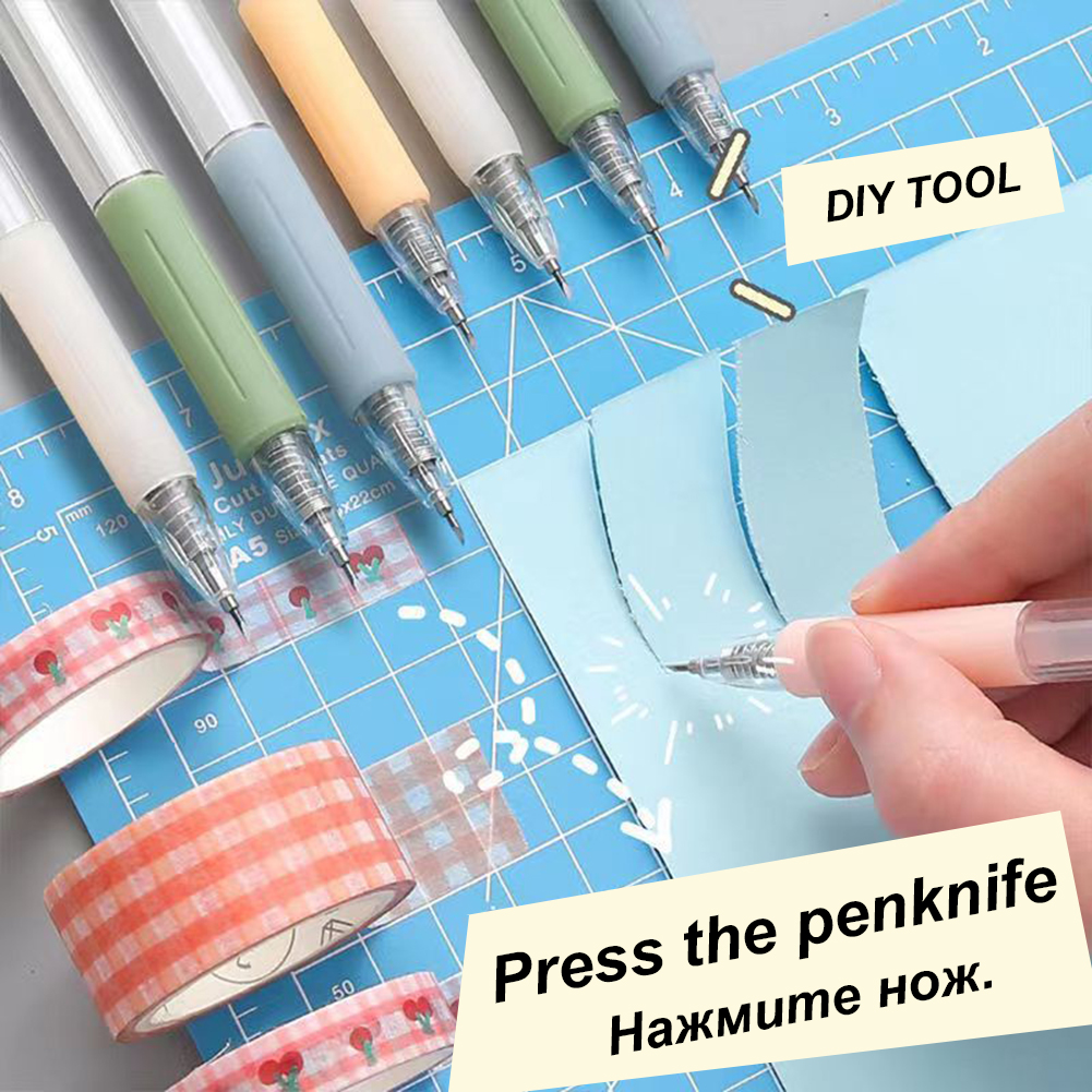Conjunto de recarga de caneta para corte de papel, faca utilitária de arte, ferramenta de corte de scrapbooking, adesivo de precisão, cortador de fita washi, artesanato diy, 1 + 4 peças