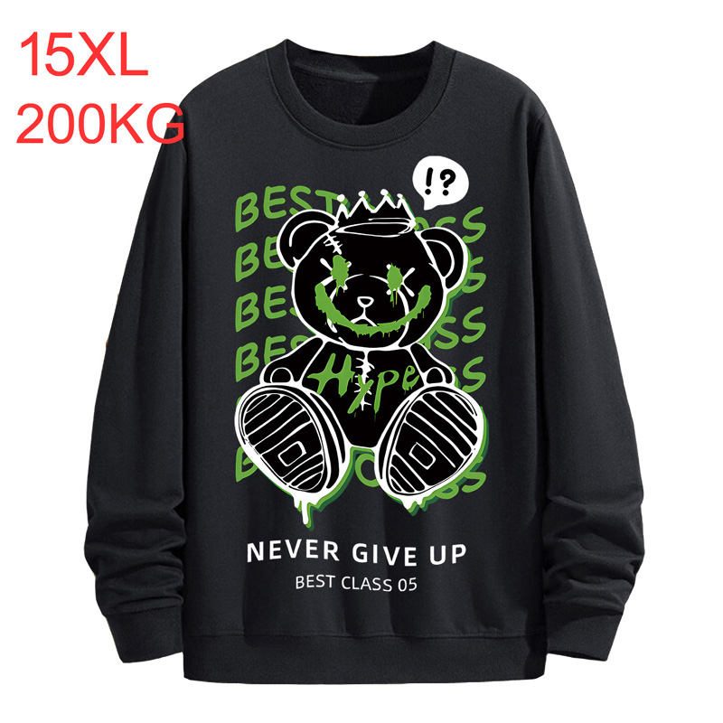 Autumn winter Fleece oversized men trendy chubby O neck printed plush warm hoodie 170cm chest oversized loose 14XL 15XL 200KG