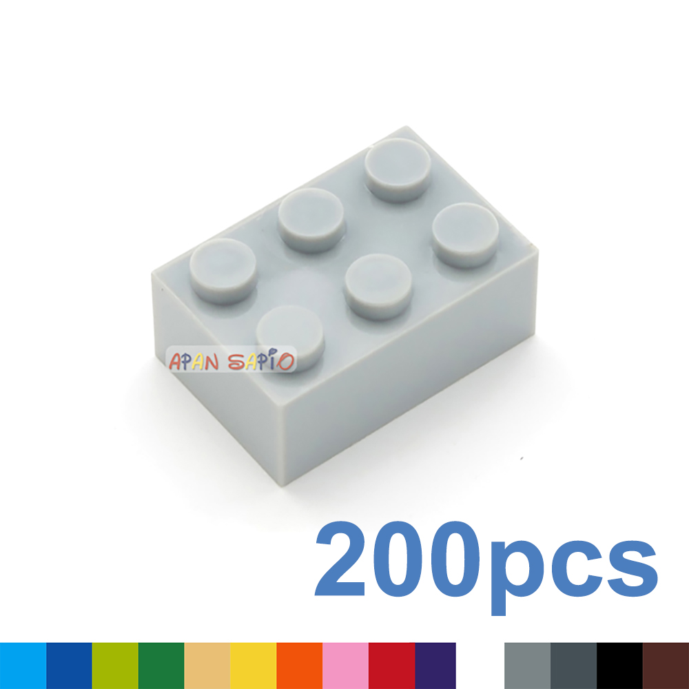 200 pçs grosso 2x3 diy blocos de construção figuras tijolos pontos brinquedos educativos de plástico para crianças tamanho compatível com 3002 escolha