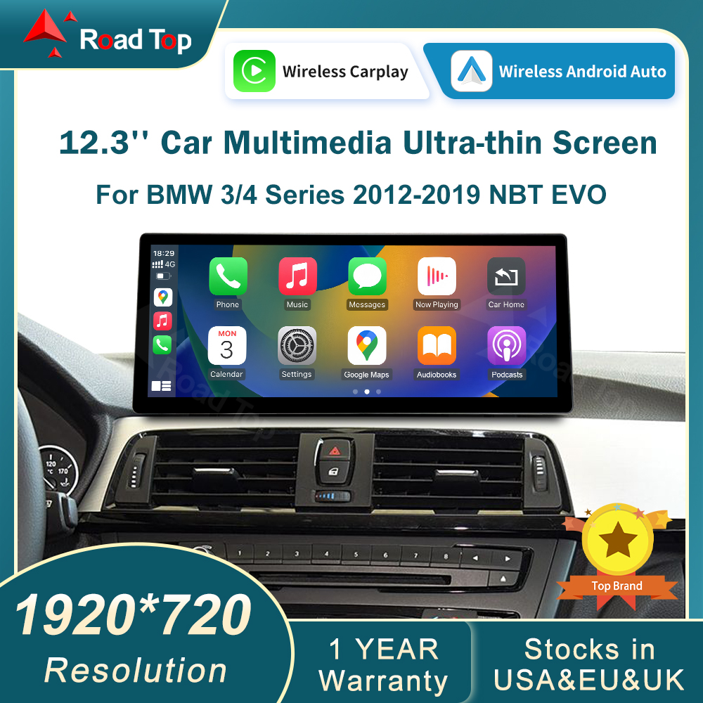 Pantalla Multimedia inalámbrica CarPlay Android Auto de 12,3 pulgadas para BMW Serie 3 4 F30 F31 F32 F33 F34 F36 2012-2019